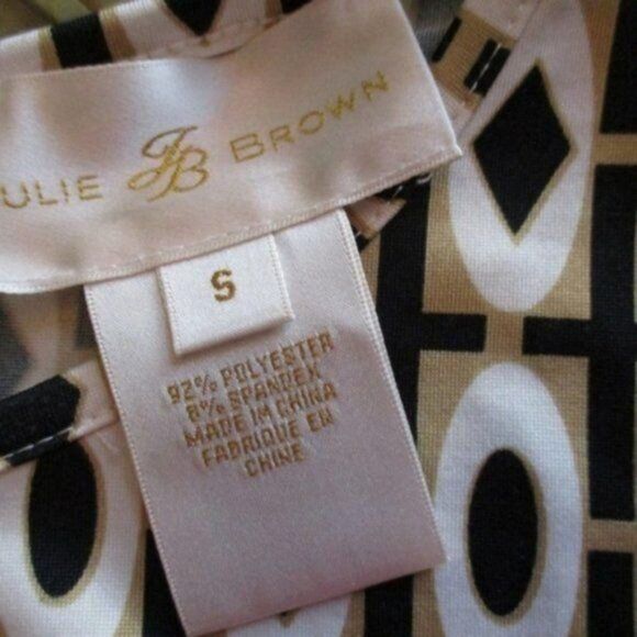Julie Brown Tan Black Geometric Dress Small - Picture 6 of 6